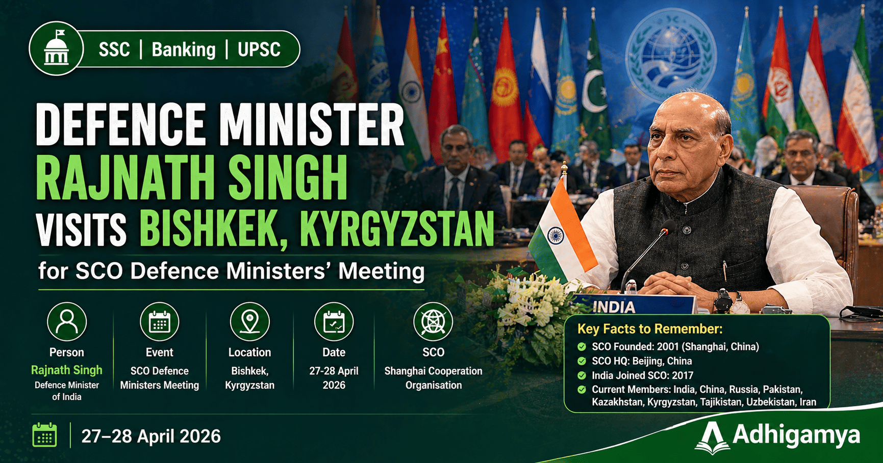 Defence Minister Rajnath Singh Visits Bishkek for SCO Defence Ministers Meeting