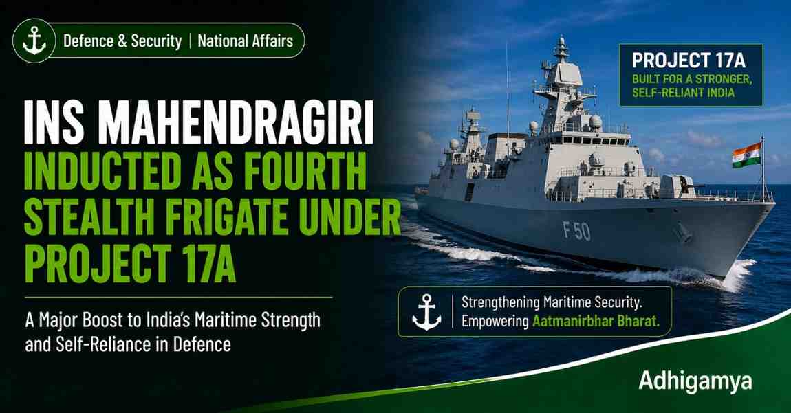 India Inducts INS Mahendragiri - Fourth Stealth Frigate Under Project 17A